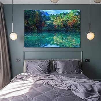 Amazon.co.jp: 絵画 福島県 毘沙門沼五色沼湖沼群の秋インテリア